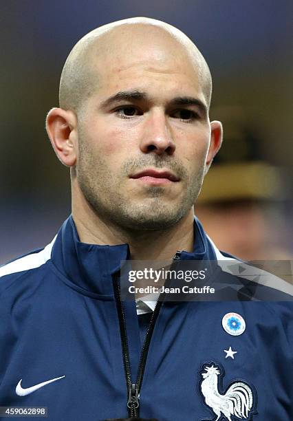 Christophe Jallet of France poses before the international friendly match between France and Albania at Stade de la Route de Lorient stadium on...