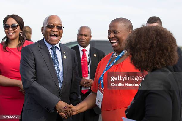 In this handout photo provided by the G20 Australia, South Africa's Prime Minister Jacob Zuma departs Brisbane after the the G20 Leaders Summit on...