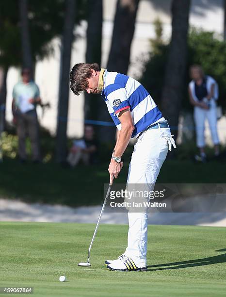 Robert-Jan Derksen of The Netherlands during his last european tour golf competition during the final round of the 2014 Turkish Airlines Open at The...