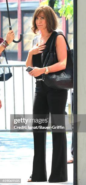 Jennifer Aniston is seen filming 'Squirrels to the Nuts' on July 17, 2013 in New York City.
