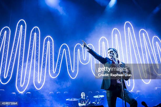 Alex Turner of Arctic Monkeys performs at HSBC Arena on November 15, 2014 in Rio de Janeiro, Brazil.
