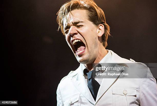 Pelle Almqvist from The Hives performs at HSBC Arena on November 15, 2014 in Rio de Janeiro, Brazil. The band were opening for the Arctic Monkeys.