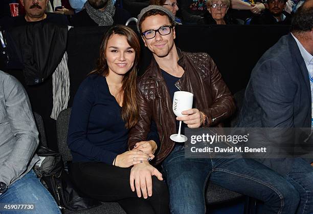 Samantha Barks and Richard Fleeshman toast with Moet & Chandon, the champagne of celebration and tennis, to the winner of the 2014 Barclays ATP World...