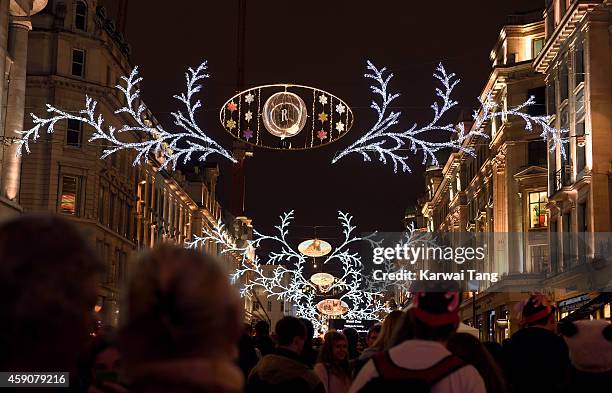 The Regent Street Christmas Lights are switched on by Take That at Regent Street on November 16, 2014 in London, England.