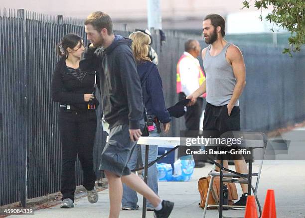 Chris Pine is seen filming scenes for 'Stretch' on July 17, 2013 in Los Angeles, California.