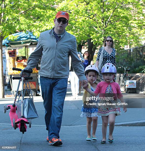 Matthew Broderick and daughters, Marion Loretta Broderick and Tabitha Hodge Broderick are seen on May 01, 2013 in New York City.