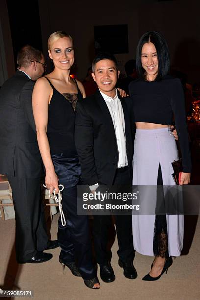 Actress Taylor Schilling, from left, designer Thakoon Panichgul and Eva Chen, editor-in-chief of Lucky Magazine, attend the Council of Fashion...