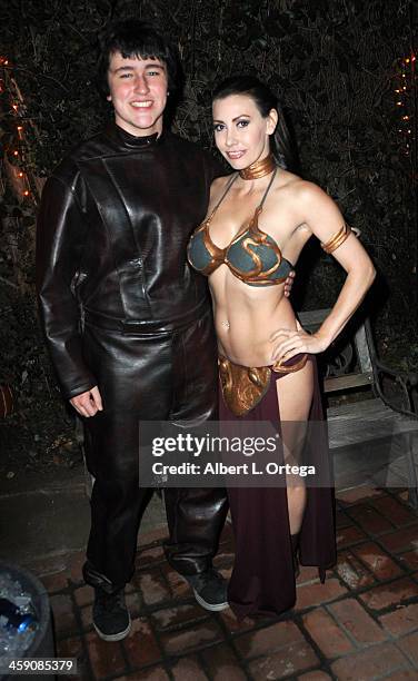 Actor Noah Dahl and actress/model Tawny Amber Young attend SyFy's "Monster Man" Cleve A. Hall's Annual Halloween Party held at a private location on...