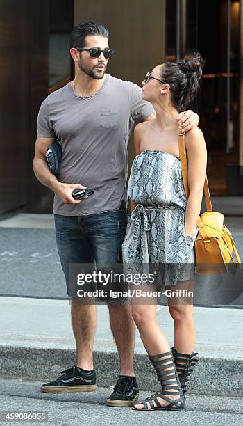 Jesse Metcalfe and Cara Santana leave their hotel in New York. On September 12, 2013 in New York City.