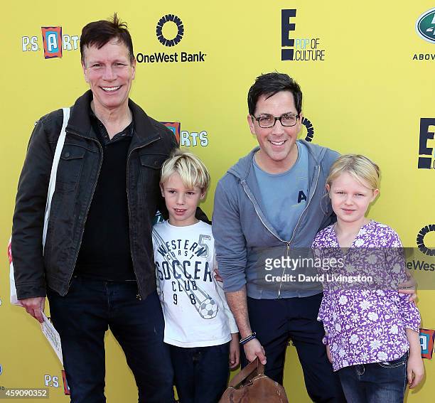 Writer/director Don Roos, Jonah Bucatinsky, actor Dan Bucatinsky and Eliza Bucatinsky attend P.S. ARTS Express Yourself 2014 at the Barker Hanger on...