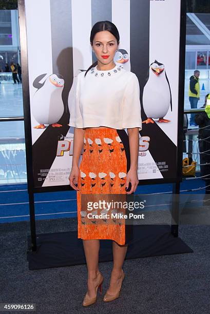 Actress Annet Mahendru attends the "Penguins Of Madagascar" New York Premiere at Winter Village at Bryant Park Ice Rink on November 16, 2014 in New...