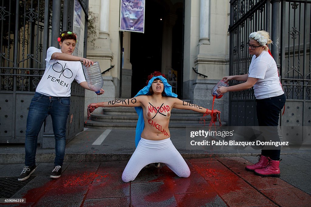 FEMEN Protest Against Abortion Law In Madrid