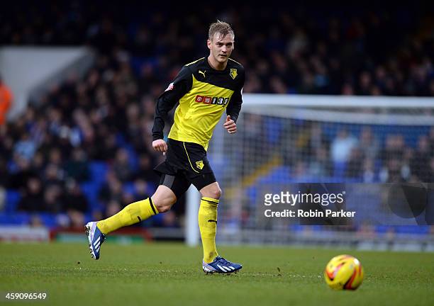 Joel Ekstrand of Watford during the Sky Bet Championship match between Ipswich Town and Watford at Portman Road on December 21, 2013 in Ipswich,...