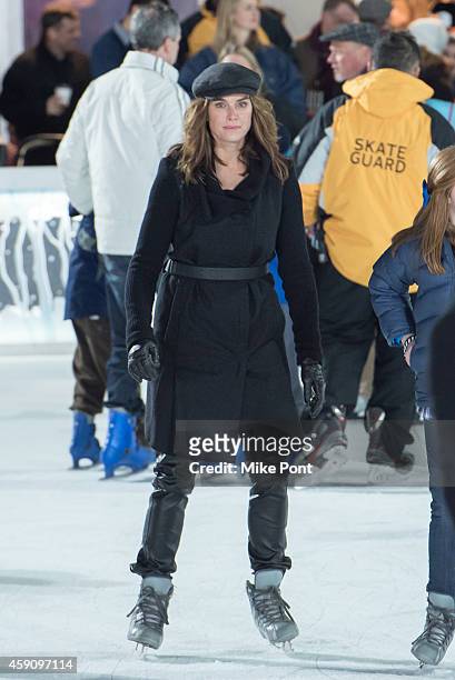 Actress Brooke Shields attends the "Penguins Of Madagascar" New York Premiere at Winter Village at Bryant Park Ice Rink on November 16, 2014 in New...