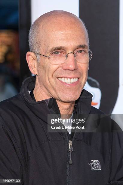 Deamworks Animation CEO Jeffrey Katzenberg attends the "Penguins Of Madagascar" New York Premiere at Winter Village at Bryant Park Ice Rink on...