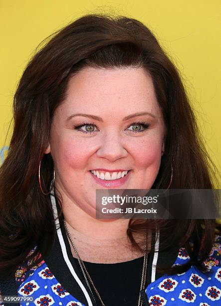 Melissa McCarthy attends P.S. ARTS presents Express Yourself 2014 with sponsors OneWest Bank and Jaguar Land Rover at Barker Hangar on November 16,...