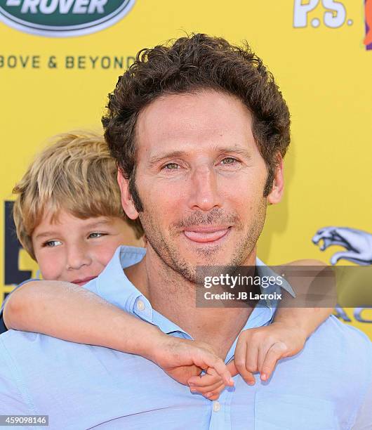 Mark Feuerstein and Frisco Feuerstein attend P.S. ARTS presents Express Yourself 2014 with sponsors OneWest Bank and Jaguar Land Rover at Barker...