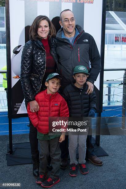 Journalist Campbell Brown and family attend the "Penguins Of Madagascar" New York Premiere at Winter Village at Bryant Park Ice Rink on November 16,...