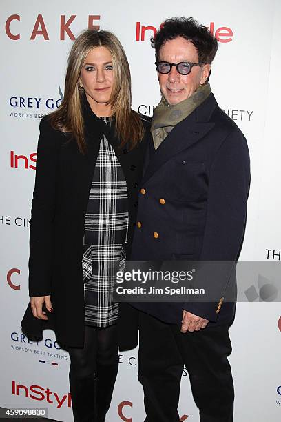 Actress Jennifer Aniston and Producer Mark Canton attend the "Cake" screening hosted by The Cinema Society & Instyle at Tribeca Grand Hotel on...