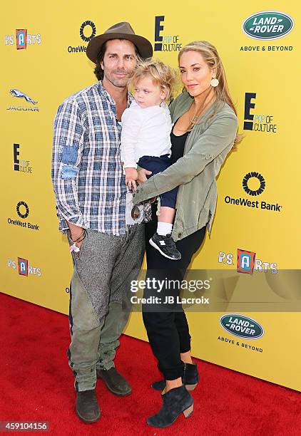 Greg Lauren, Sky Lauren and actress Elizabeth Berkley attend P.S. ARTS presents Express Yourself 2014 with sponsors OneWest Bank and Jaguar Land...