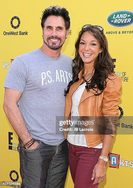 Don Diamont and Eva LaRue attend P.S. ARTS presents Express Yourself 2014 with sponsors OneWest Bank and Jaguar Land Rover at Barker Hangar on...