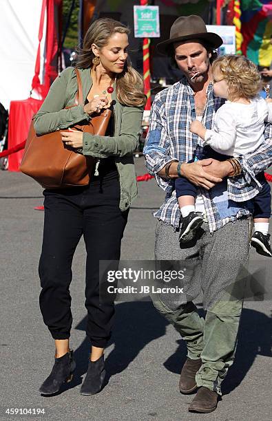 Greg Lauren, Sky Lauren and actress Elizabeth Berkley attend P.S. ARTS presents Express Yourself 2014 with sponsors OneWest Bank and Jaguar Land...