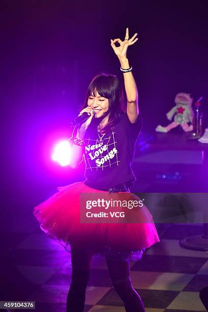 Singer Risa Oribe performs on the stage during her live on November 16, 2014 in Shanghai, China.