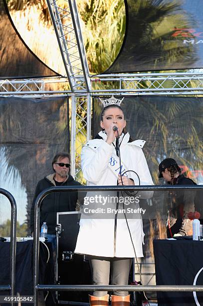 Miss Nevada Ellie Smith sings the national anthem at the Zappos.com Rock 'n' Roll in Las Vegas on Sunday, November 16th benefitting the Crohn's &...