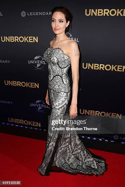 Angelina Jolie arrives at the world premiere of Unbroken at the State Theatre on November 17, 2014 in Sydney, Australia.