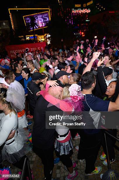 Couples tied the knot on the go at the run thru wedding at the monte carlo plaza during the rock n roll Las Vegas marathon and 1/2 marathon...