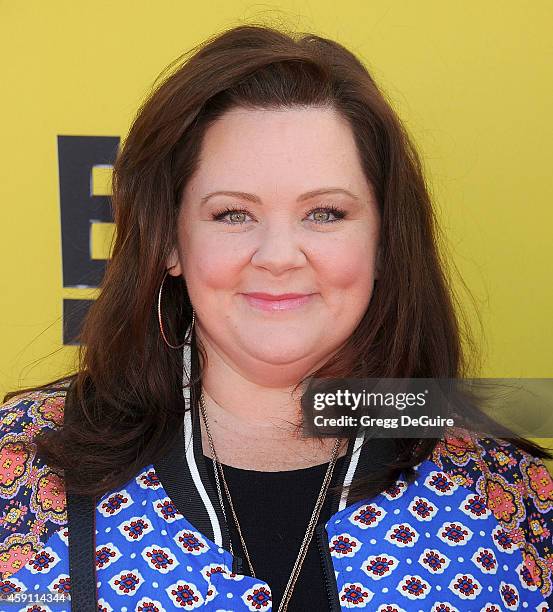 Actress Melissa McCarthy arrives at the P.S. ARTS Express Yourself 2014 at The Barker Hanger on November 16, 2014 in Santa Monica, California.