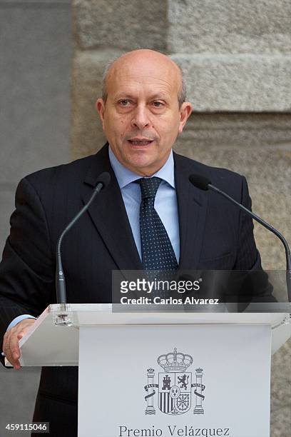 Spanish Culture Minister Jose Ignacio Wert attends the 2013 Velazquez Plastic Arts award at the El Prado Museum on November 17, 2014 in Madrid, Spain.