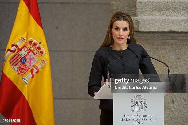 Queen Letizia of Spain attends the 2013 Velazquez Plastic Arts award at the El Prado Museum on November 17, 2014 in Madrid, Spain.