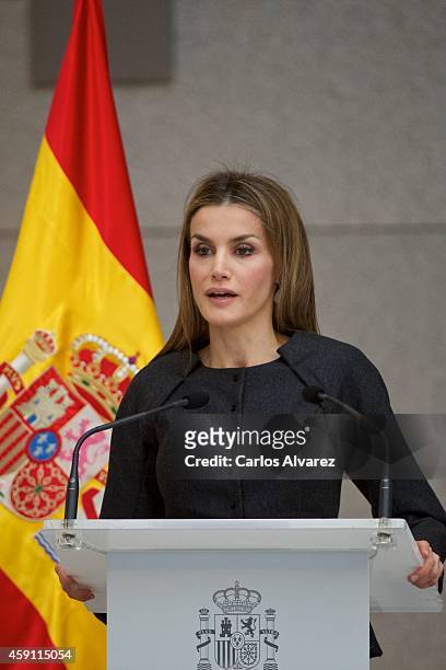 Queen Letizia of Spain attends the 2013 Velazquez Plastic Arts award at the El Prado Museum on November 17, 2014 in Madrid, Spain.
