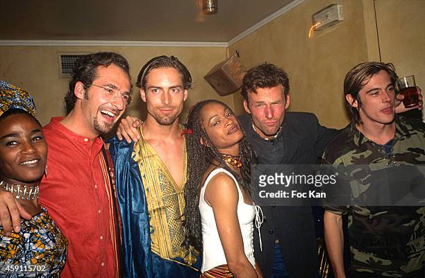Guest, Emmanuel de Brantes, Greg Hansen, Melissa Ducoure, Alain Gossuin and Werner Schreyer attend a fashion week Party at Les Bains Douches in the...
