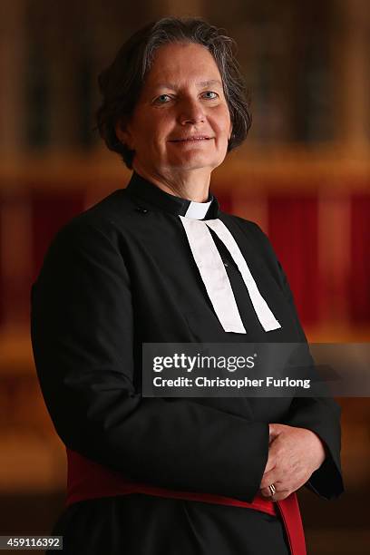 Dean of York, The Very Reverend Vivienne Faull, poses for a portrait inside York Minster on May 29, 2014 in York, England. Rev Faull/Rev Osborne is...