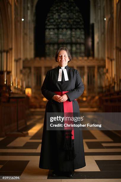 Dean of York, The Very Reverend Vivienne Faull, poses for a portrait inside York Minster on May 29, 2014 in York, England. Rev Faull/Rev Osborne is...