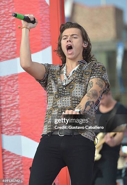 Harry Styles of One Direction appears on NBC's Today Show to release their new album "Four" at Universal City Walk At Universal Orlando on November...