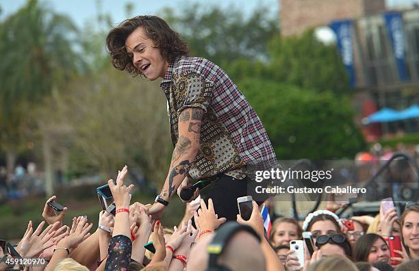 Harry Styles of One Direction appears on NBC's Today Show to release their new album "Four" at Universal City Walk At Universal Orlando on November...