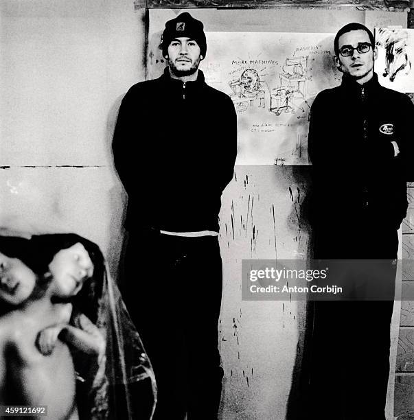 Artists Jake and Dinos Chapman are photographed for Self Assignment on January 8, 1999 in London, England.