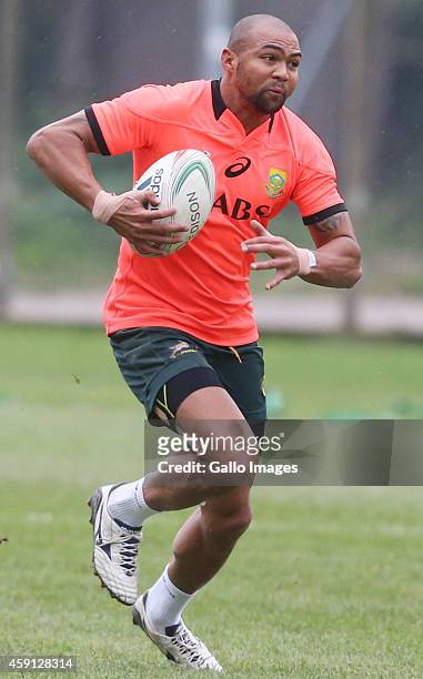 Cornal Hendricks of South Africa in action during the Springboks training session at Stadio Plebiscito on November 17, 2014 in Padua, Italy.