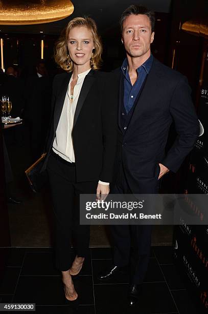 Eva Herzigova and Gregorio Marsiaj attend the Liberatum Cultural Honour for Francis Ford Coppola at The Bulgari Hotel on November 17, 2014 in London,...