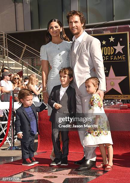 Actor Matthew McConaughey and his family Camila Alves, Levi McConaughey, Livingston McConaughey , and Vida McConaughey attend The Hollywood Walk Of...