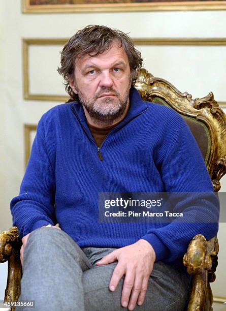 Emir Kusturica attends a press conference on November 17, 2014 in Milan, Italy.