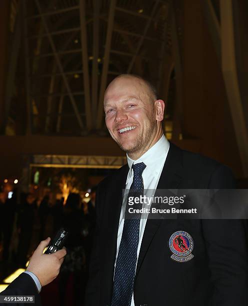 Mats Sundin walks the red carpet prior to the induction ceremony at the Hockey Hall of Fame on November 17, 2014 in Toronto, Canada.