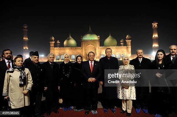 Turkish Prime Minister Recep Tayyip Erdogan with his wife Emine Erdogan and his doughter Sumeyye Erdogan , Pakistan's Prime Minister Nawaz Sharif and...