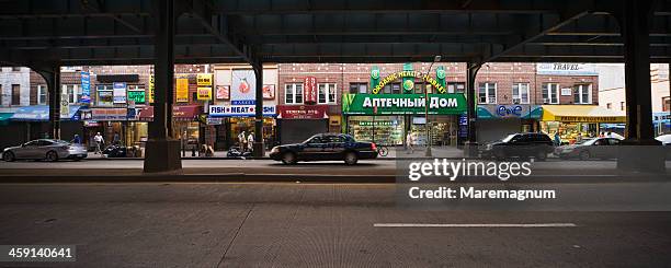 little russia, brighton beach avenue - brighton beach stock pictures, royalty-free photos & images