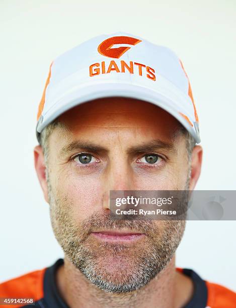 Simon Katich, Giants Football Operations Manager, poses after a Greater Western Sydney Giants AFL press conference at Sydney Olympic Park Sports...