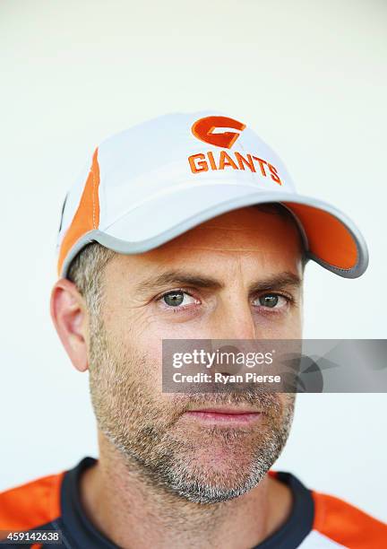 Simon Katich, Giants Football Operations Manager, poses after a Greater Western Sydney Giants AFL press conference at Sydney Olympic Park Sports...