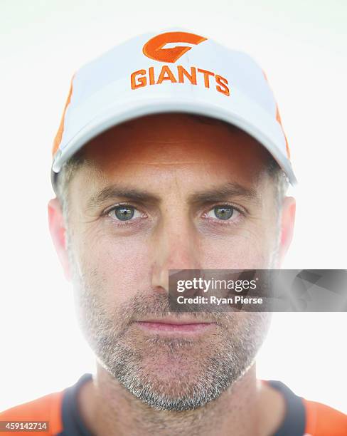 Simon Katich, Giants Football Operations Manager, poses after a Greater Western Sydney Giants AFL press conference at Sydney Olympic Park Sports...